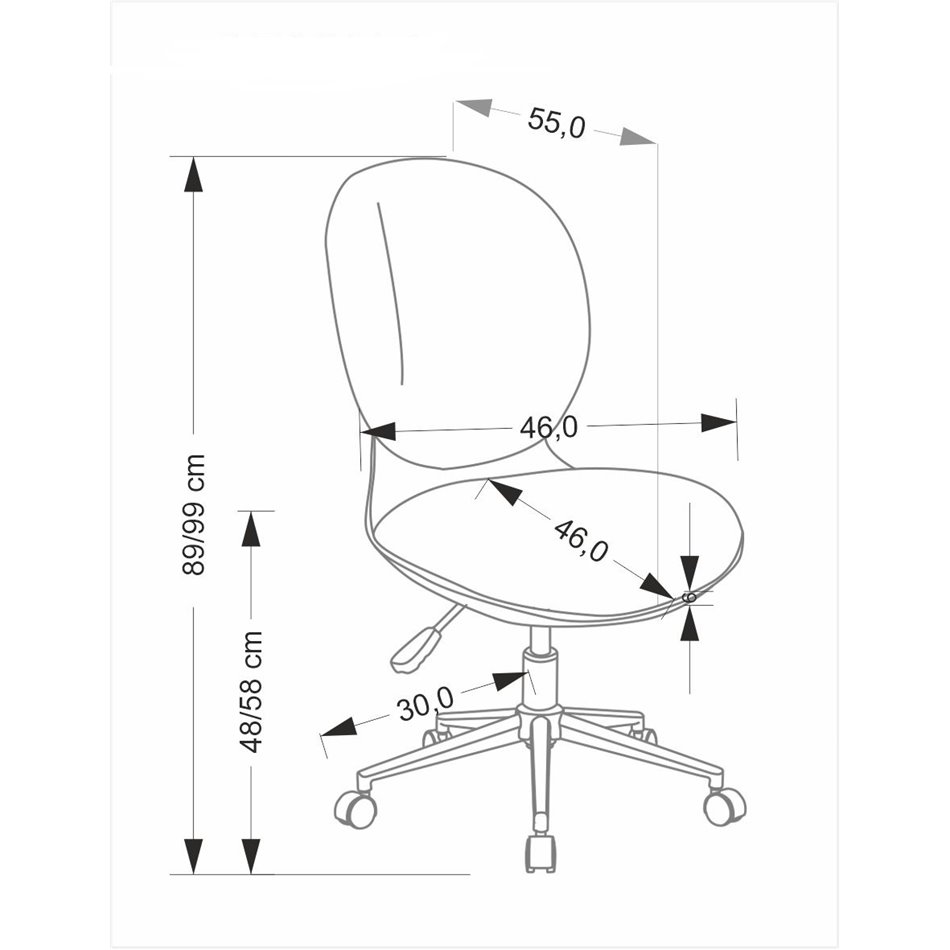 Office chair Horion, white/grey, polyester/polypropylene, H89-99cm 55x46cm, seat height 48-58cm