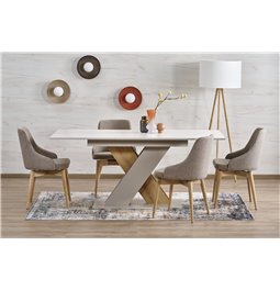 Extendable dining table Harelto, oak pattern/cashmere color, chipboard, 130-175x85cm H76cm