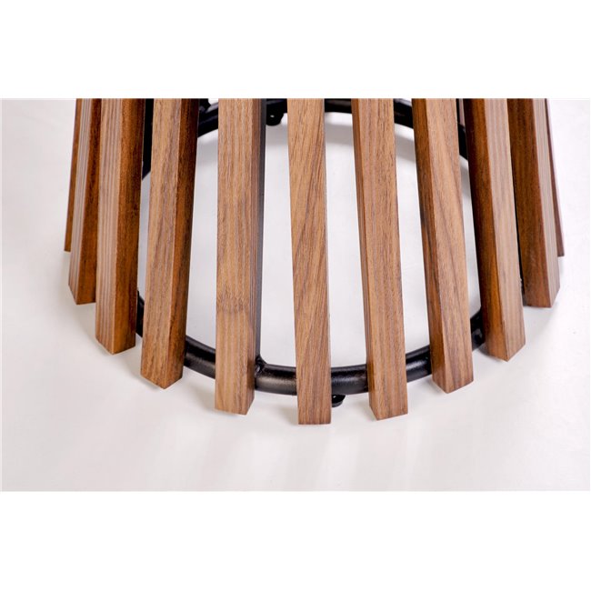 Coffee table Harina, beige marble/walnut color, sintered stone/MDF, D50cm, H51cm 