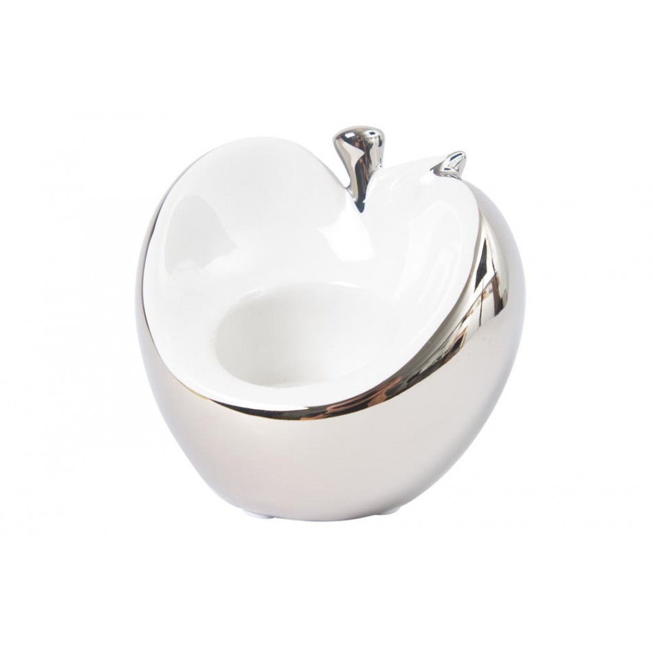 Candle holder Apple, silver/white colour, 9.5x8x8.5cm