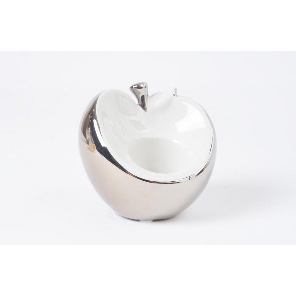 Candle holder Apple, silver/white colour, 9.5x8x8.5cm