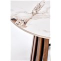 Coffee table Harina, beige marble/walnut color, sintered stone/MDF, D50cm, H51cm 