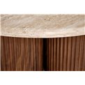 Coffee table Horotea M, travertine/walnut color, MDF, D80cm, H46cm 