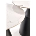 Coffee table set Hagneta, white marble/black color,, H48xD50cm, H43xD70cm 