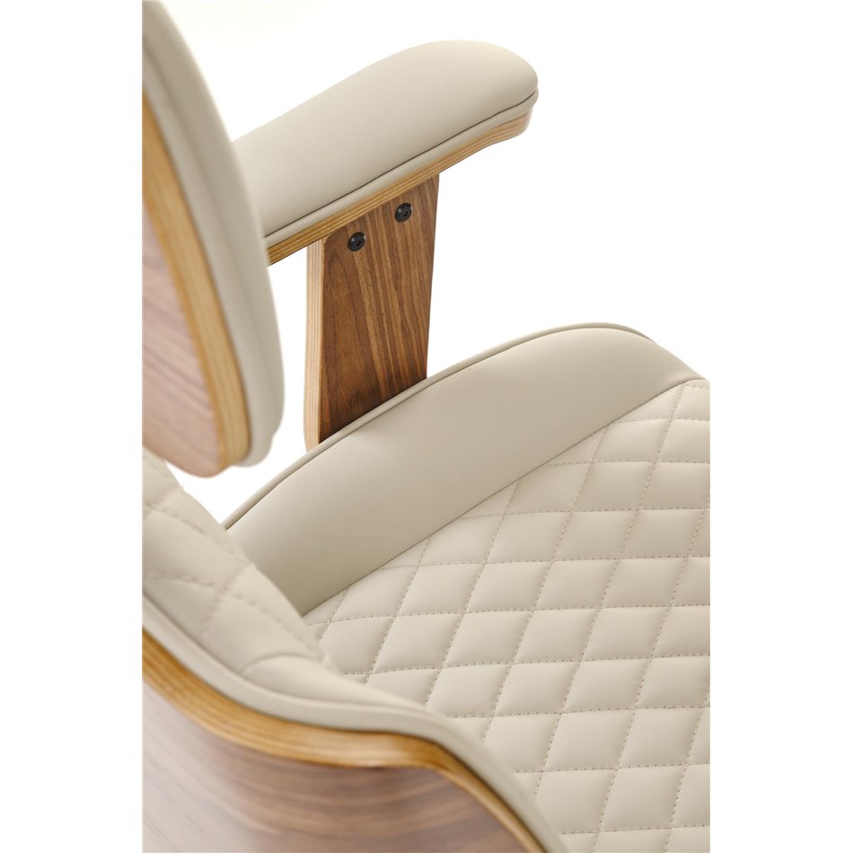 Office chair Himber, walnut/beige color, eco leather, H114-122x72x68cm, seat height 46-54cm