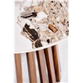 Coffee table Harina, beige marble/walnut color, sintered stone/MDF, D50cm, H51cm 