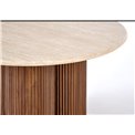 Coffee table Horotea M, travertine/walnut color, MDF, D80cm, H46cm 