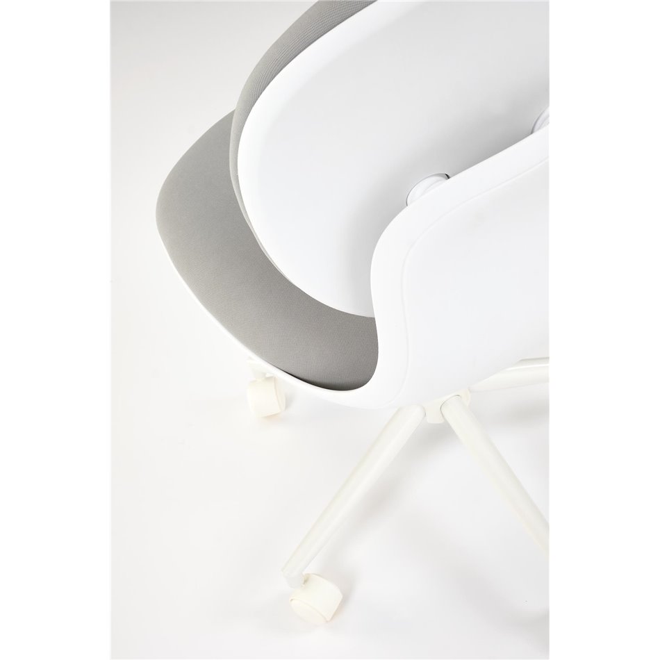 Office chair Horion, white/grey, polyester/polypropylene, H89-99cm 55x46cm, seat height 48-58cm