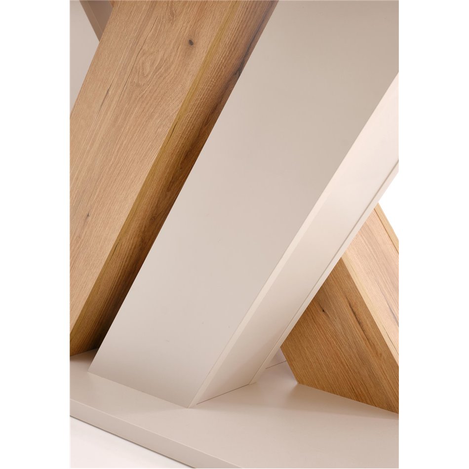 Extendable dining table Harandon, cremona oak/cream color,, 160-200x90cm H76cm 