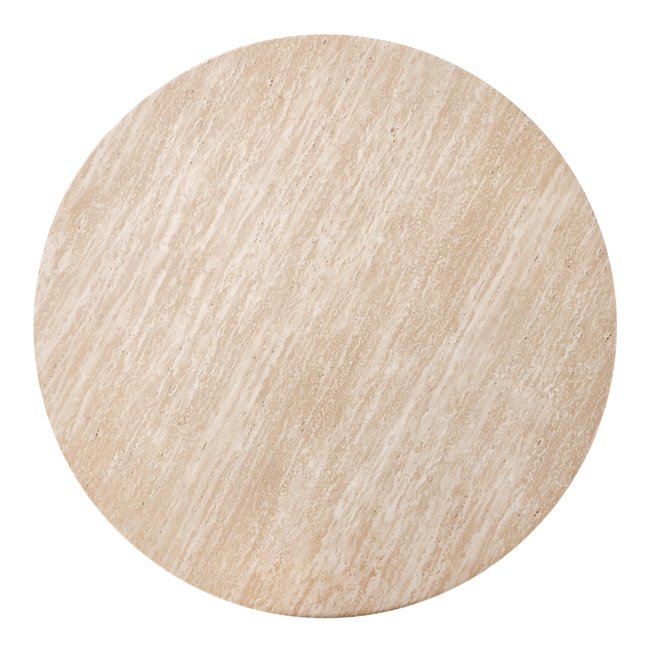 Coffee table Horotea M, travertine/walnut color, MDF, D80cm, H46cm 