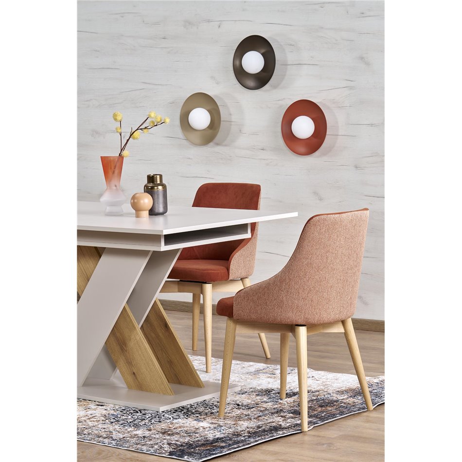 Extendable dining table Harelto, oak pattern/cashmere color, chipboard, 130-175x85cm H76cm 