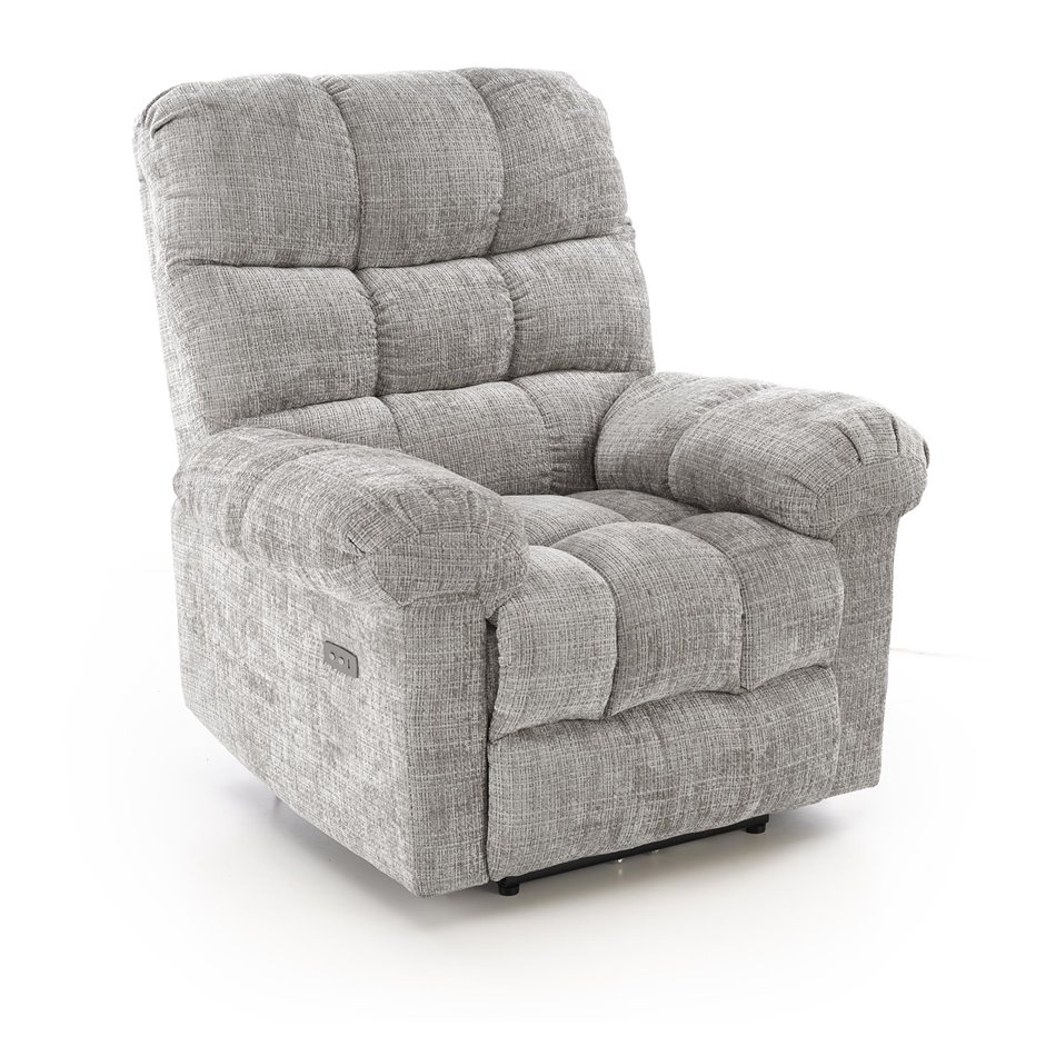 Electric recliner Hamore, grey, polyester/metal/wood, H86-100x105x100-168cm, seat height 50-55cm