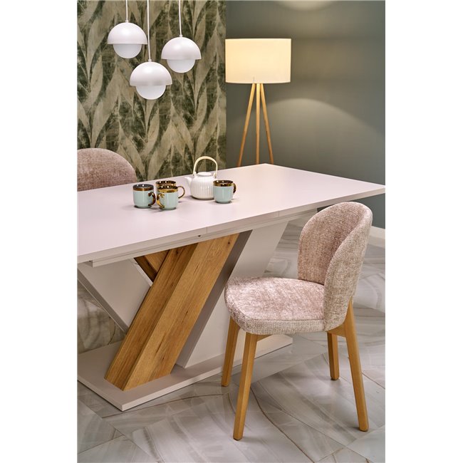 Extendable dining table Harandon, cremona oak/cream color,, 160-200x90cm H76cm 