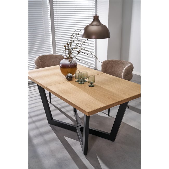 Dining chair Haimo K575, beige, steel/polyester, H79x64x62cm, seat height 51cm