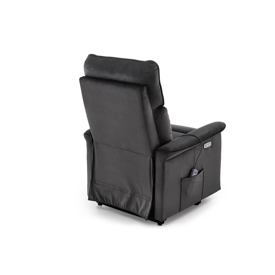 Electric recliner with massage function Hemiro, black, H108-90x80x90-160cm, seat height 51-52cm