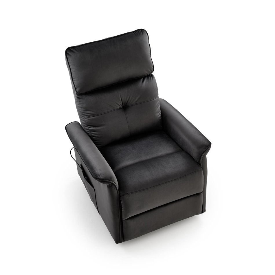 Electric recliner with massage function Hemiro, black, H108-90x80x90-160cm, seat height 51-52cm