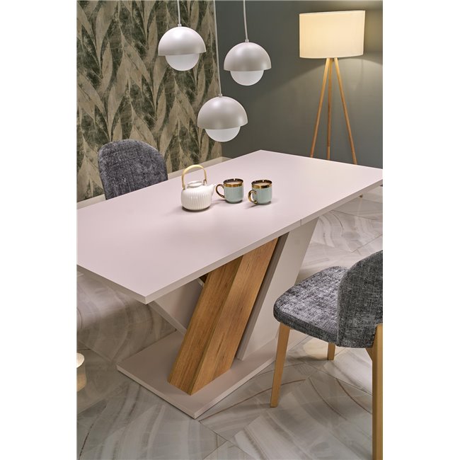 Extendable dining table Harandon, cremona oak/cream color,, 160-200x90cm H76cm 