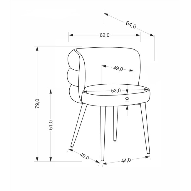 Dining chair Haimo K575, beige, steel/polyester, H79x64x62cm, seat height 51cm