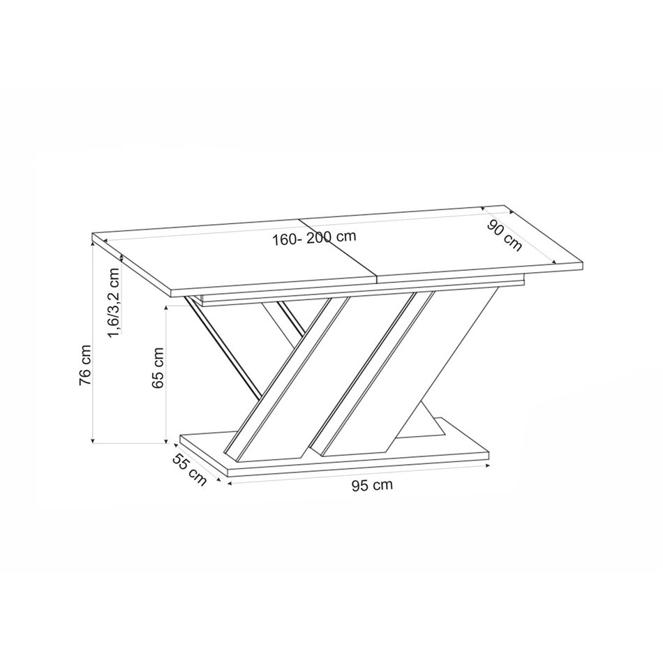 Extendable dining table Harandon, cremona oak/cream color,, 160-200x90cm H76cm 