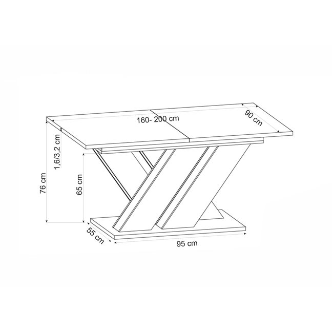 Extendable dining table Harandon, cremona oak/cream color,, 160-200x90cm H76cm 