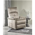 Electric recliner with massage function Hemiro, beige, H108-90x80x90-160cm, seat height 51-52cm