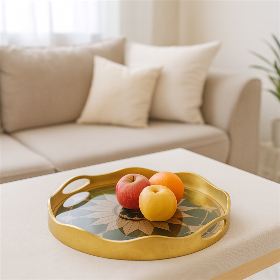 Decorative glass tray Farini L, 39.5x39.5x4cm