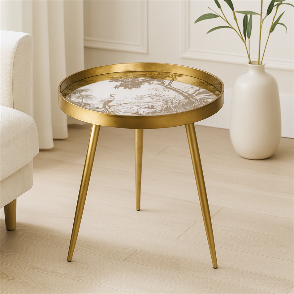 Side table Furuset L, golden, 50.3x50.3x53.5cm