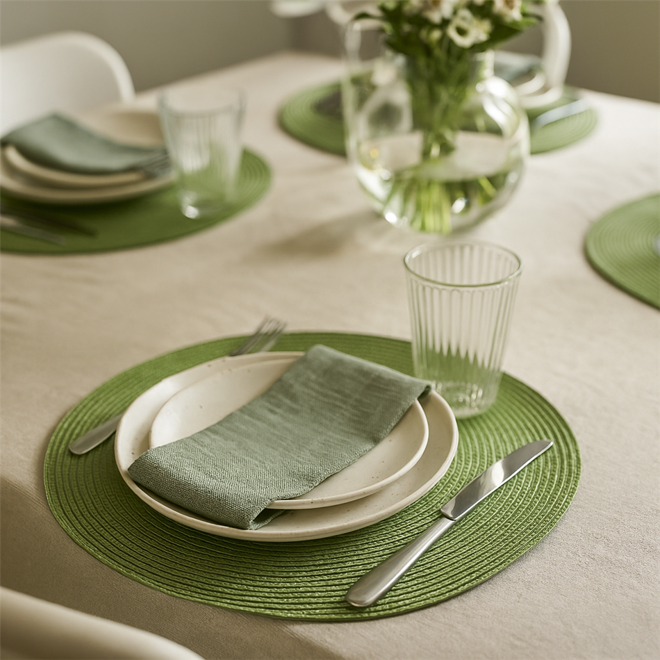 Placemat BRAID round, green, D38cm