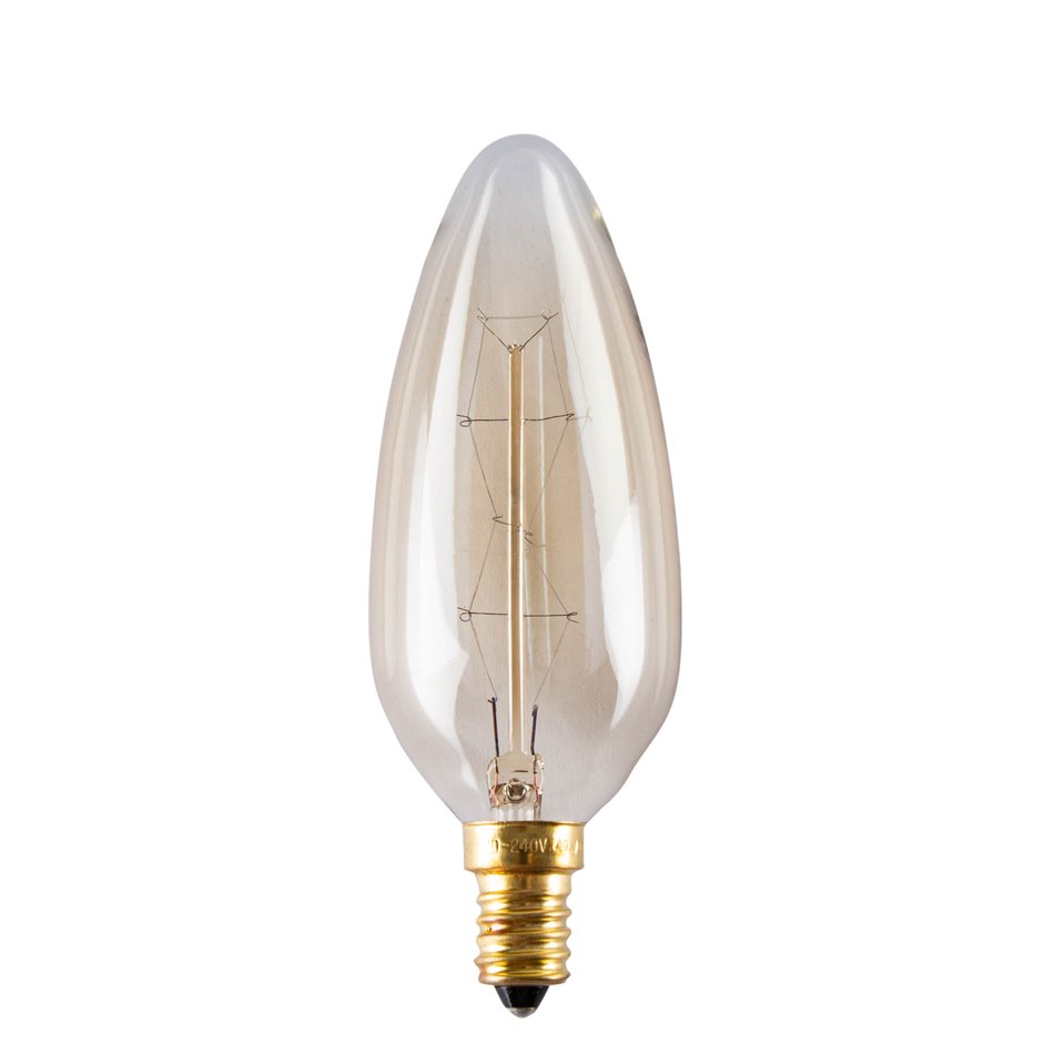 Edisson bulb Candle Amber, 40W E14, H-12.5cm, D-4.5cm