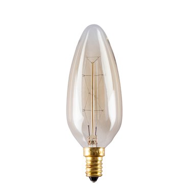 Edisson bulb Candle Amber, 40W E14, H-12.5cm, D-4.5cm