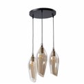 Pendant glass lamp  Rio-3, cognac color, H51-156cm, D46cm, E27 3x60W(MAX)