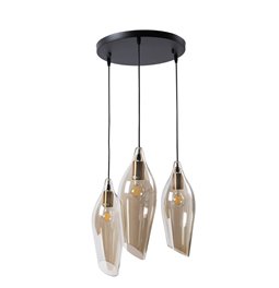 Pendant glass lamp  Rio-3, cognac color, H51-156cm, D46cm, E27 3x60W(MAX)