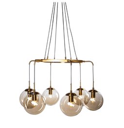 Pendant glass lamp Rana, brass color, H60-135cm, D85cm, E27 6x60W(MAX)
