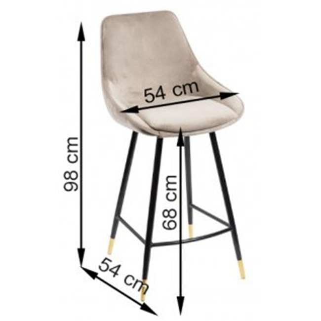 Bar chair Solero, light grey10 SD, H-97x40x35cm, seat height 68cm
