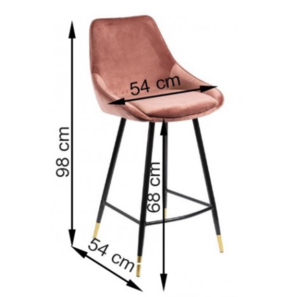 Bar chair Solero, pink 34 SD, H-98x54x54cm, seat height 68cm