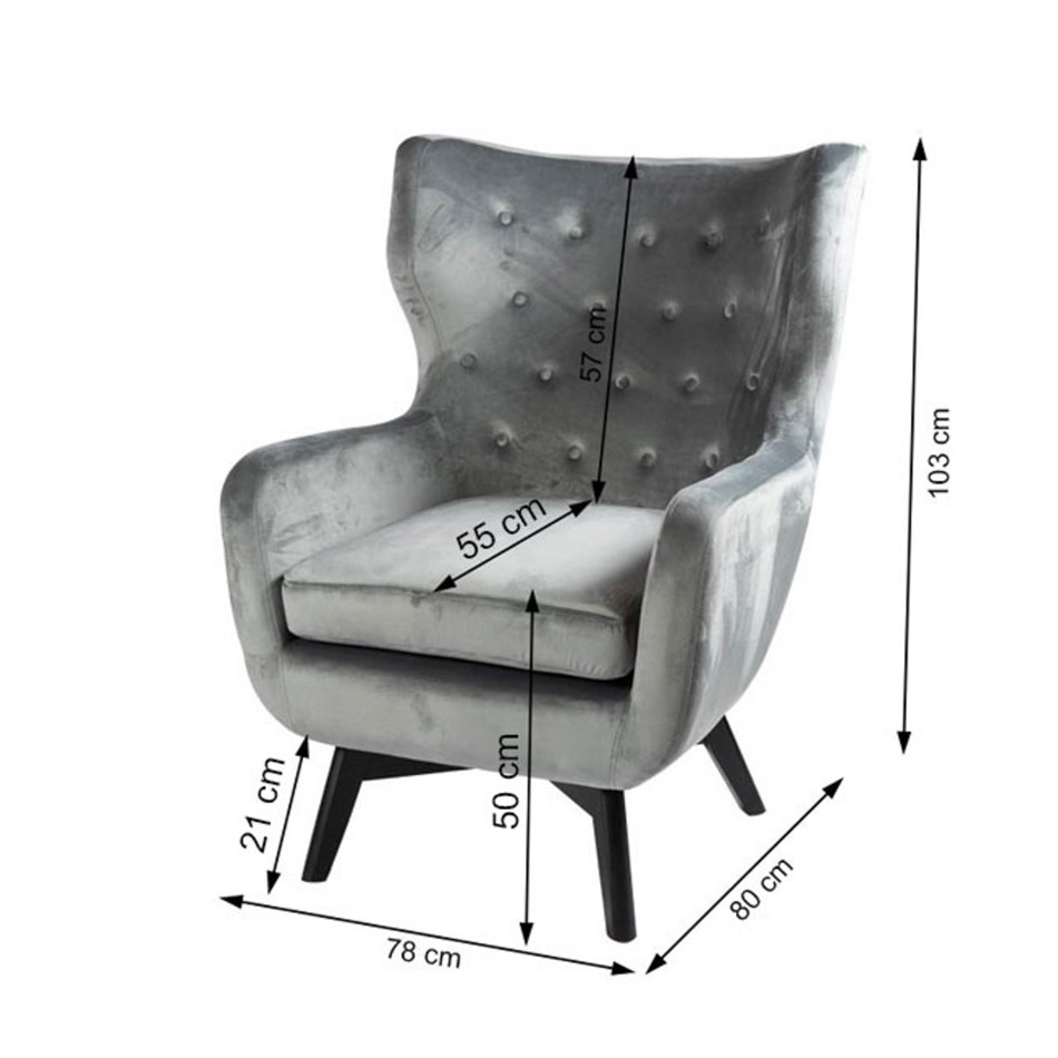 Armchair Dunkel, velvet, dark green, H103x76x80cm, seat height 50cm