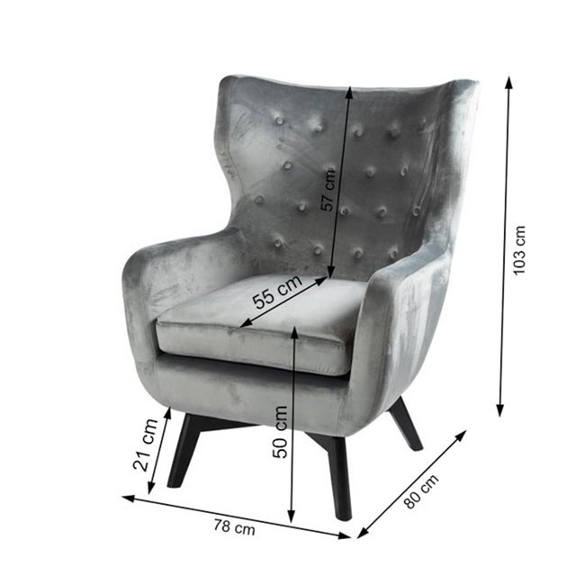 Armchair Dunkel, velvet, dark green, H103x76x80cm, seat height 50cm