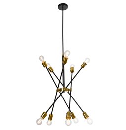 Pendant lamp Raider, black, E27 10x60W(MAX),  H85-140x75cm