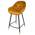 Bar chair Salorino, velvet, golden, H96x46x54cm, seat height 62cm
