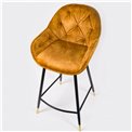 Bar chair Salorino, velvet, golden, H96x46x54cm, seat height 62cm