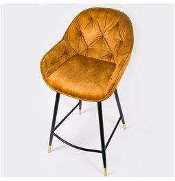 Bar chair Salorino, velvet, golden, H96x46x54cm, seat height 62cm