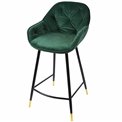 Bar chair Salorino, green, velvet, H96x48x54cm, seat height 62cm