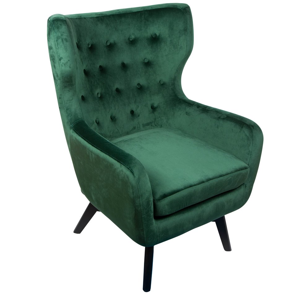 Armchair Dunkel, velvet, dark green, H103x78x80cm, seat height 50cm