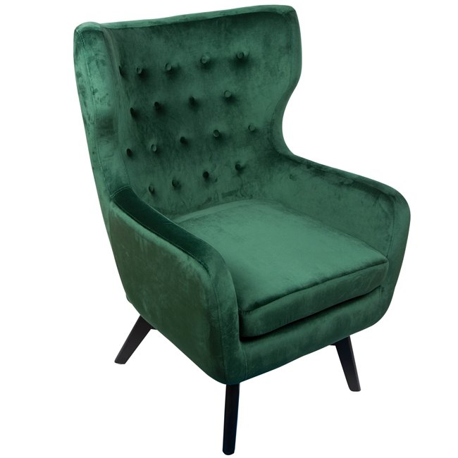 Armchair Dunkel, velvet, dark green, H103x78x80cm, seat height 50cm