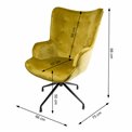 Armchair Dallas, velvet, golden tone, H103x75.5x70cm, seat height 50cm