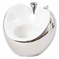 Candlestick Apple, ceramic, silver/white, H8.5cm, 9.5x8cm