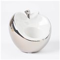 Candlestick Apple, ceramic, silver/white, H8.5cm, 9.5x8cm