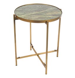 Table Lizi, brass antique/ artificial marble top, H51cm, D41cm