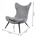 Armchair Zento, grey, H-100x77x90cm, seat height 40 cm