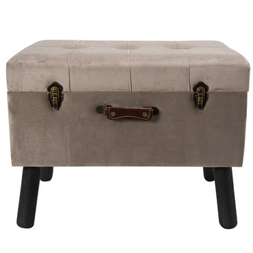 Bench with storage box Ferento L, taupe color, velvet, H49x60x40cm